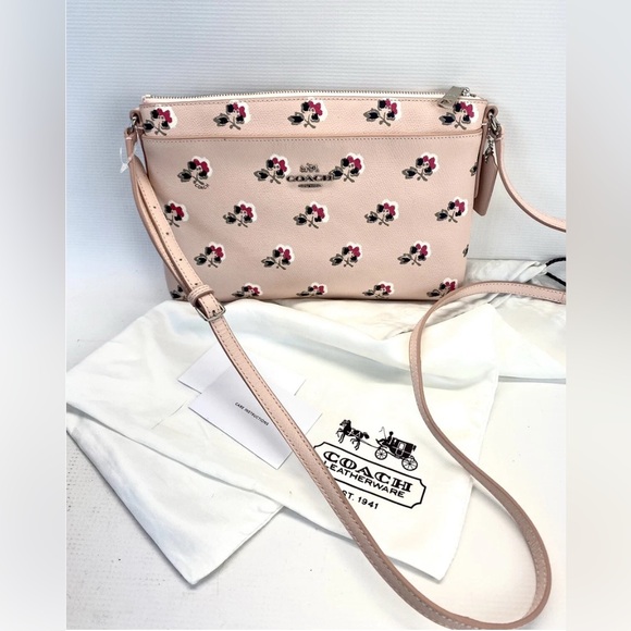 Coach Handbags - Coach Pink Floral Cross Grain FloralCrossbody Bag EUC